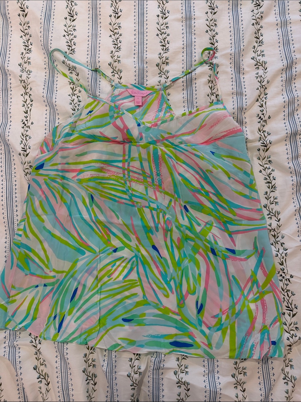 Lilly Pulitzer Pastel Palm Print Lightweight Tank Top - Blue, Green, Pink